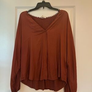 Dolan from Anthropology Rust V-Neck Women's Top